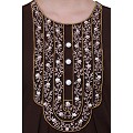 Firdaws Pintuck embroidery abaya- Coffee Brown